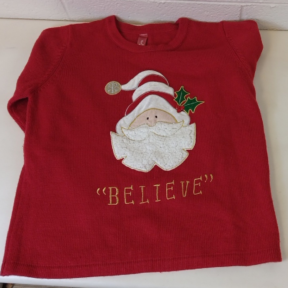 Festive Red 'Believe' Women's Sweater